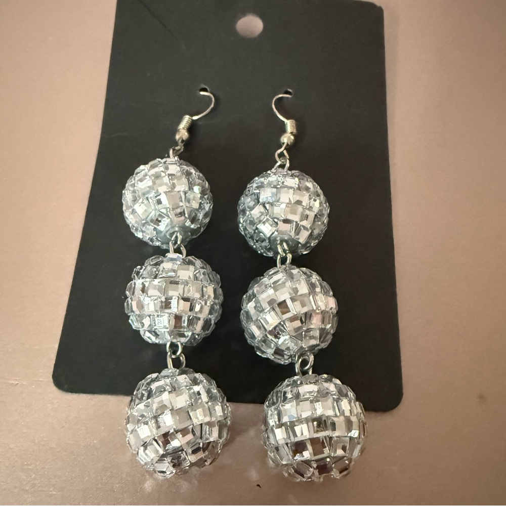 Silver Disco Ball Earrings